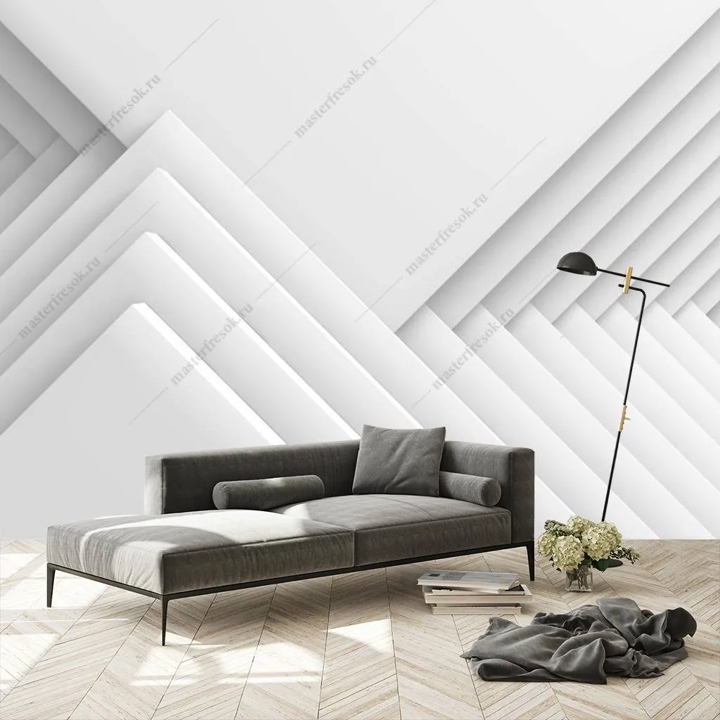 Фотообои в интерьере 3д сложная геометрия  10-819 фото