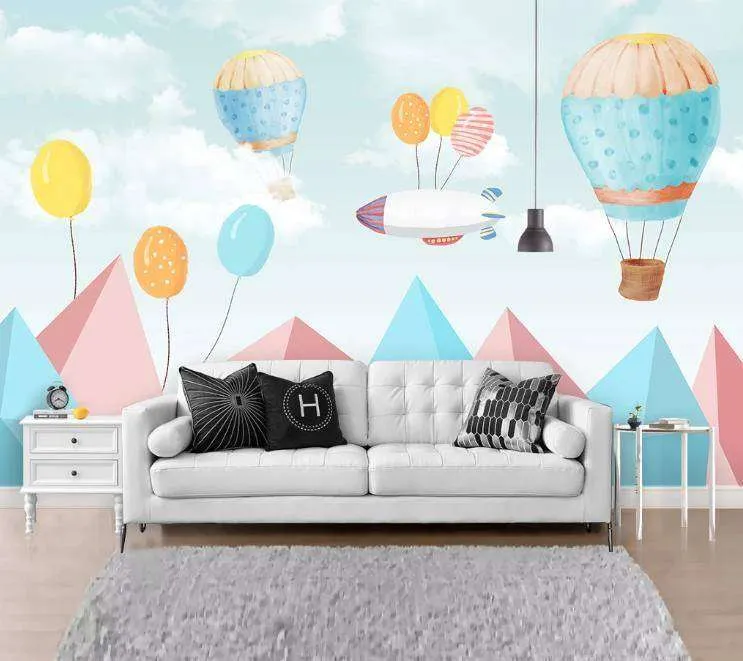 Фотообои в интерьере горы с шариками для малышей  15-157 фото
