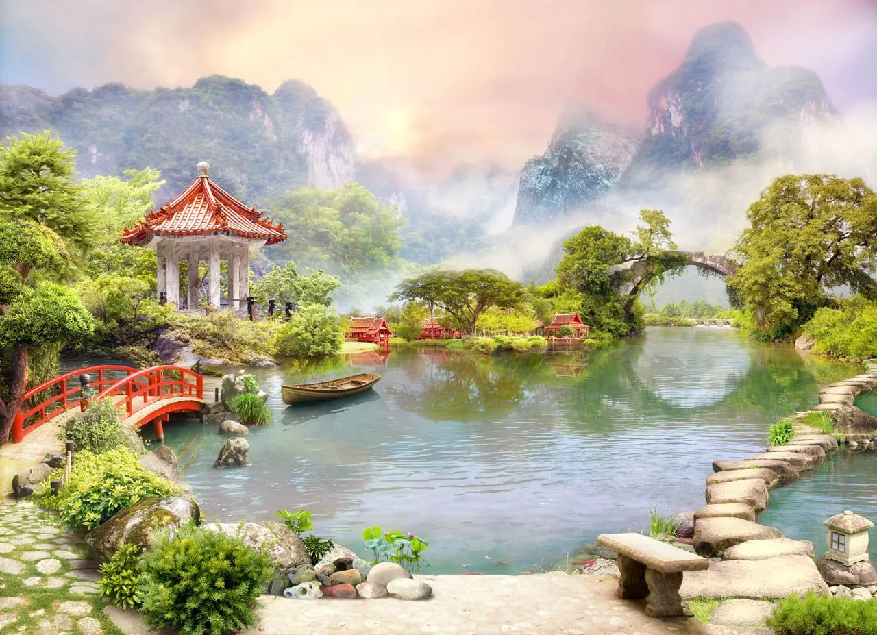 Фотообои в интерьере залив с беседкой на берегу  19-0084 фото