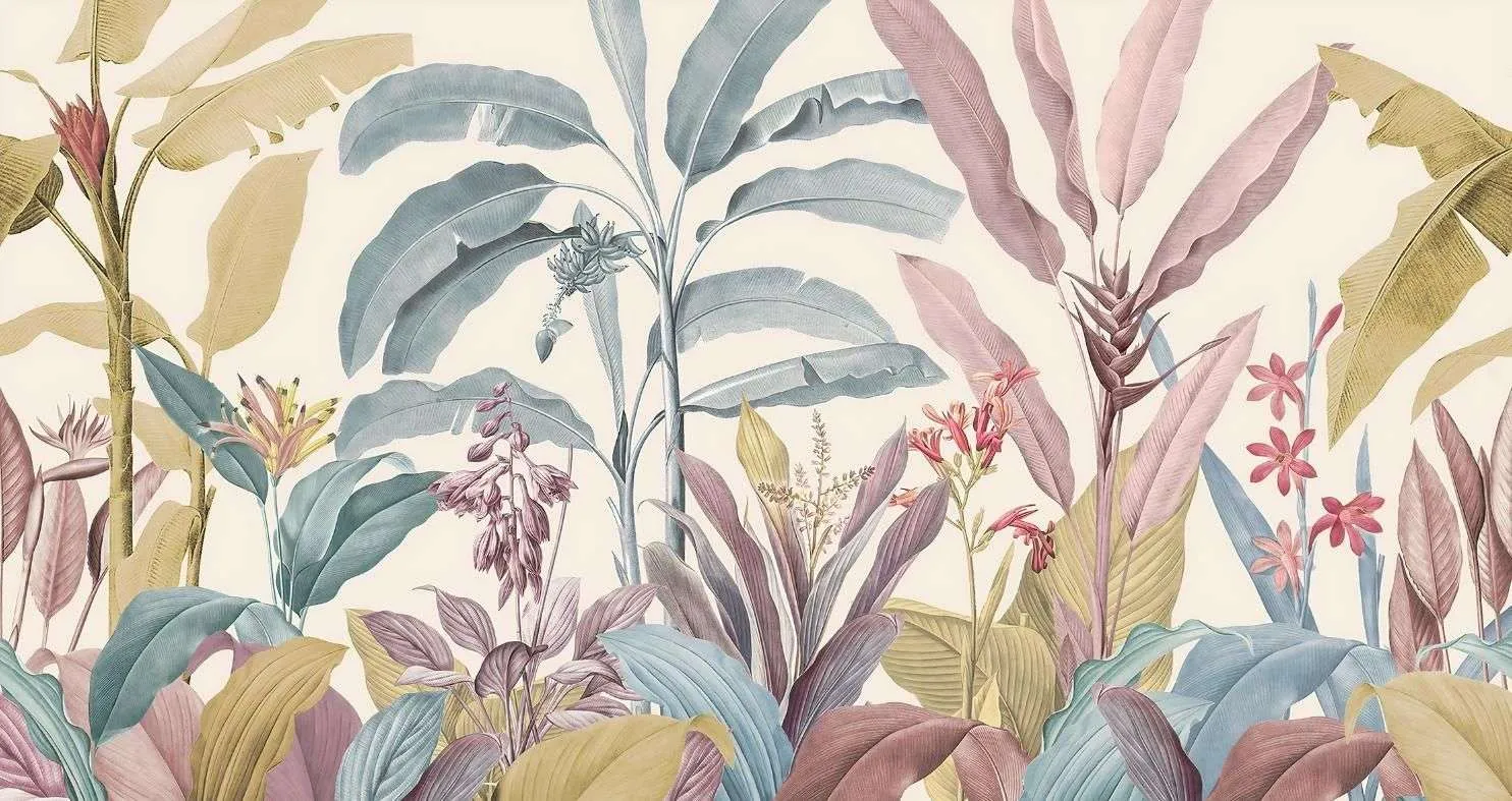 Фотообои в интерьере цветные тропики  14-384 фото