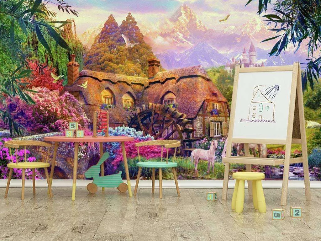 Фотообои в интерьере домик в сказочном лесу  8-316 фото