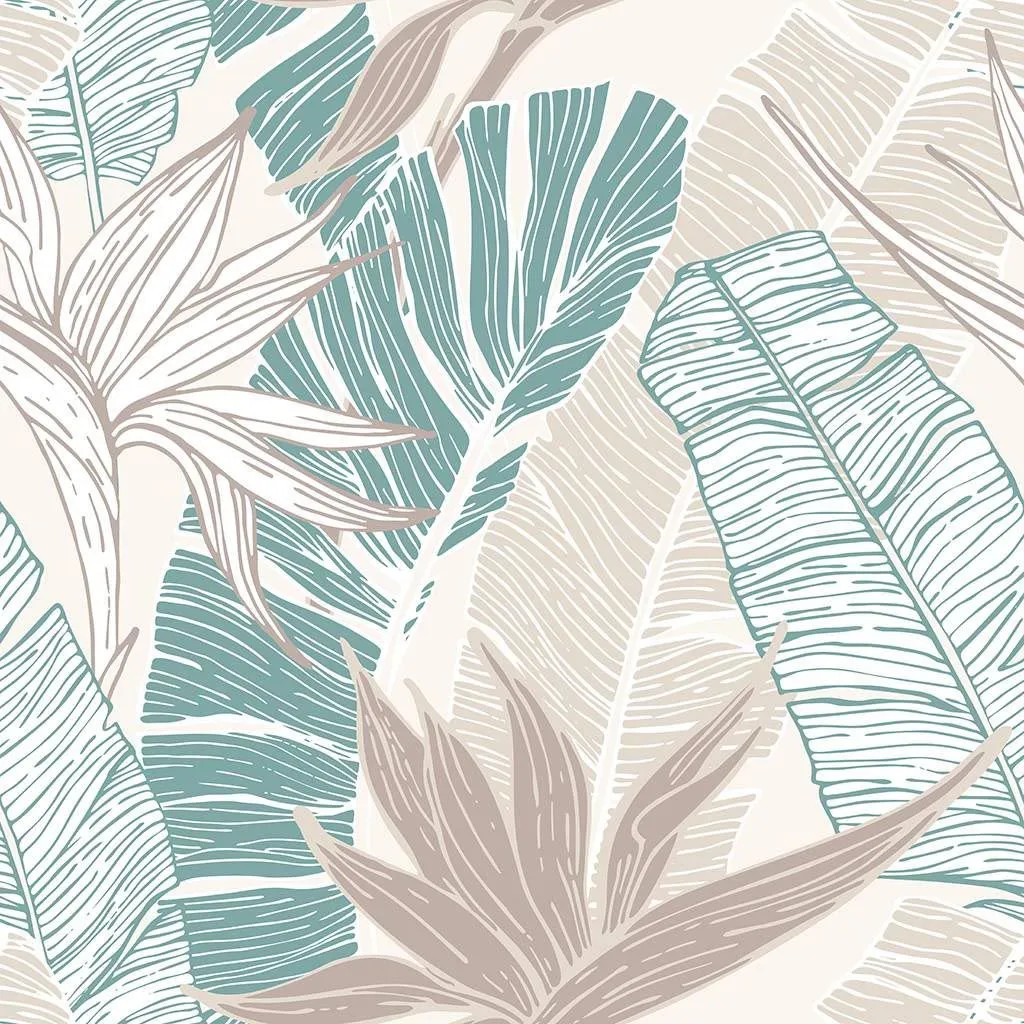 Фотообои в интерьере мятные тропические листья  9-1391 фото