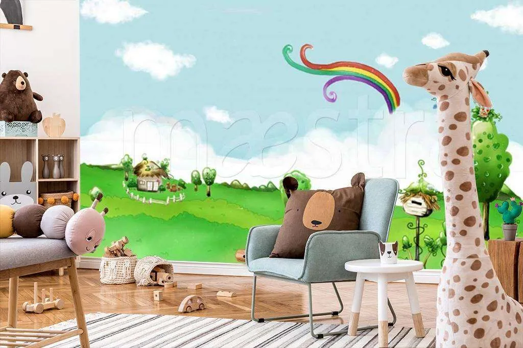 Фотообои в интерьере радуга над речкой  12-272 фото