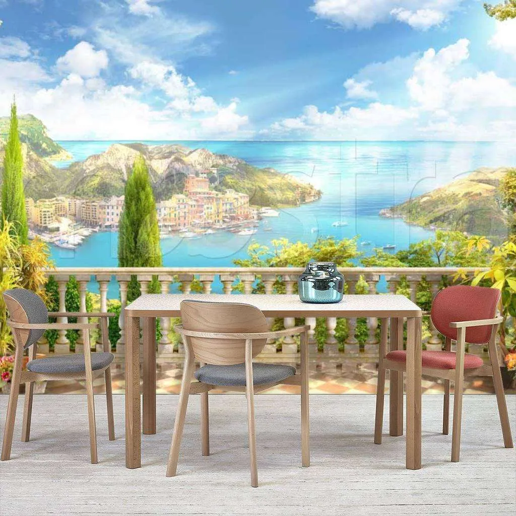 Фотообои в интерьере терраса в видом на морской залив  11-069 фото