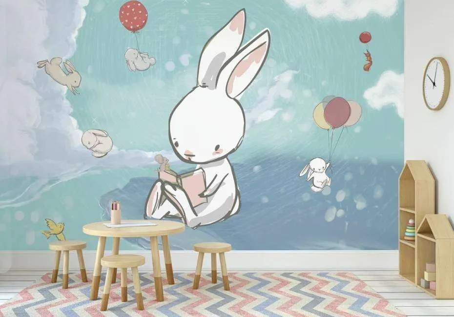 Фотообои в интерьере милый кролик  15-138 фото