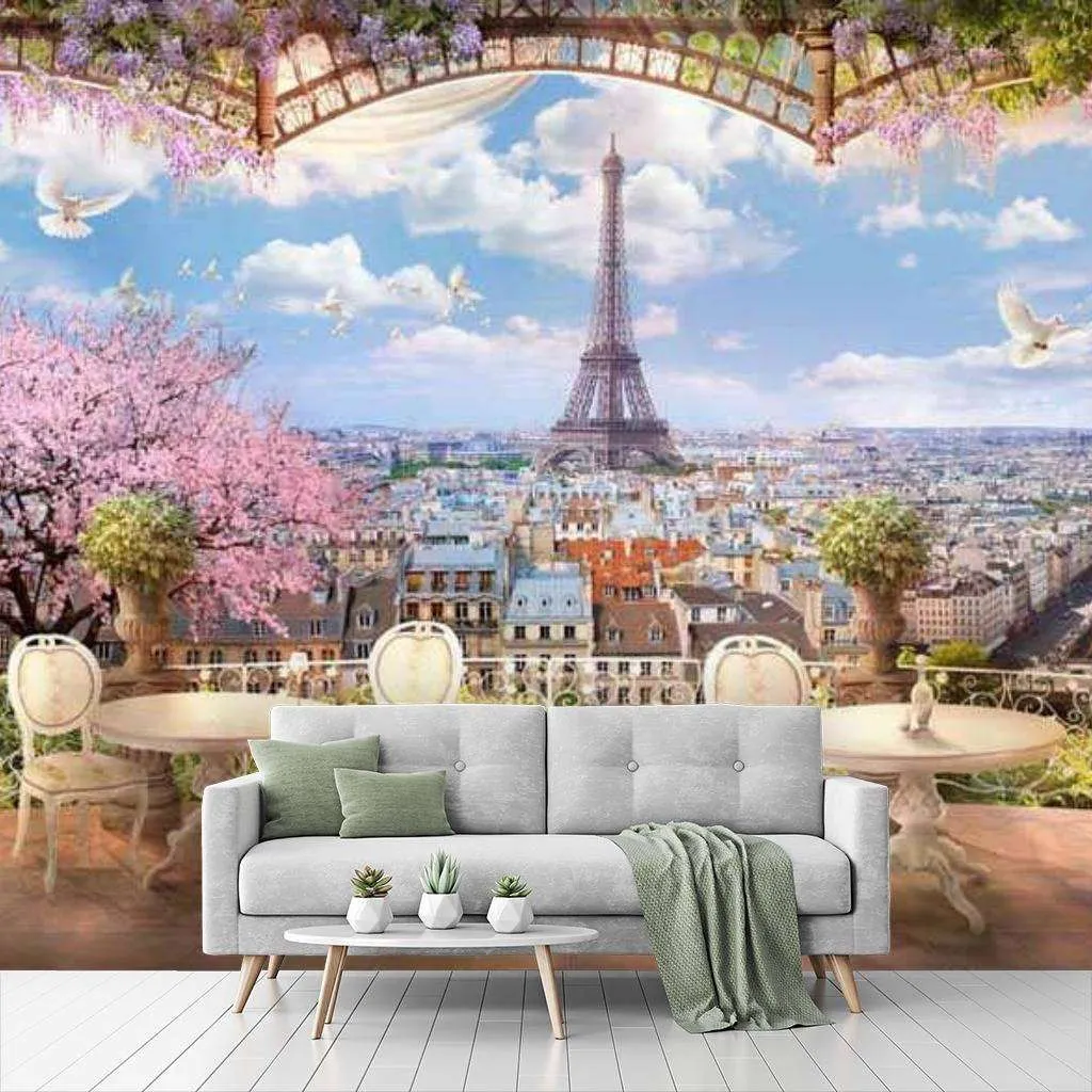 Фотообои в интерьере терраса с видом на париж  17-0075 фото