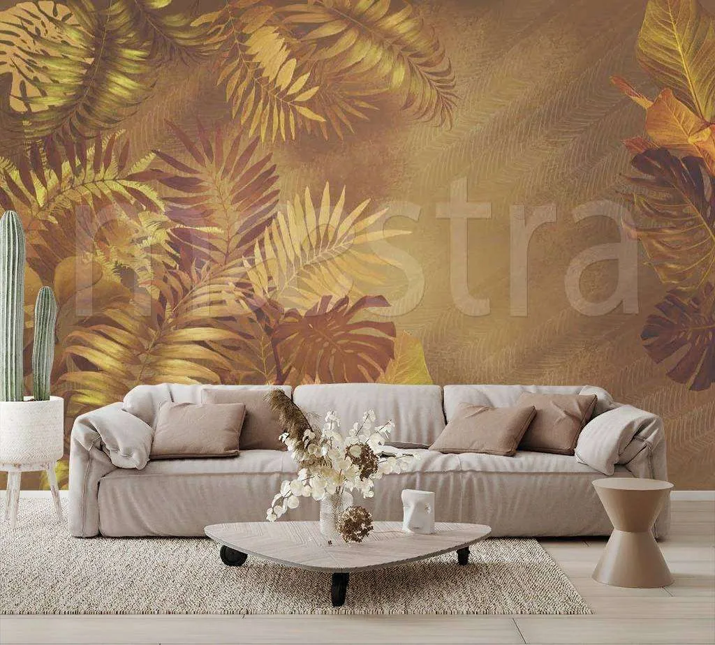 Фотообои в интерьере лист папоротника 3д  7-433 фото