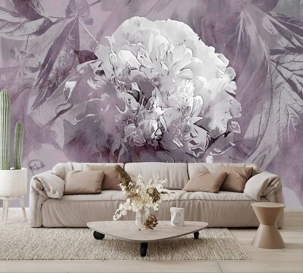 Фотообои в интерьере живописный пион  13-276 фото