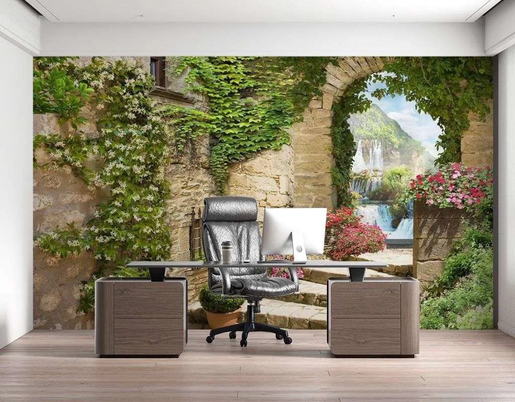 Фотообои в интерьере выход к водопаду  14-368 фото