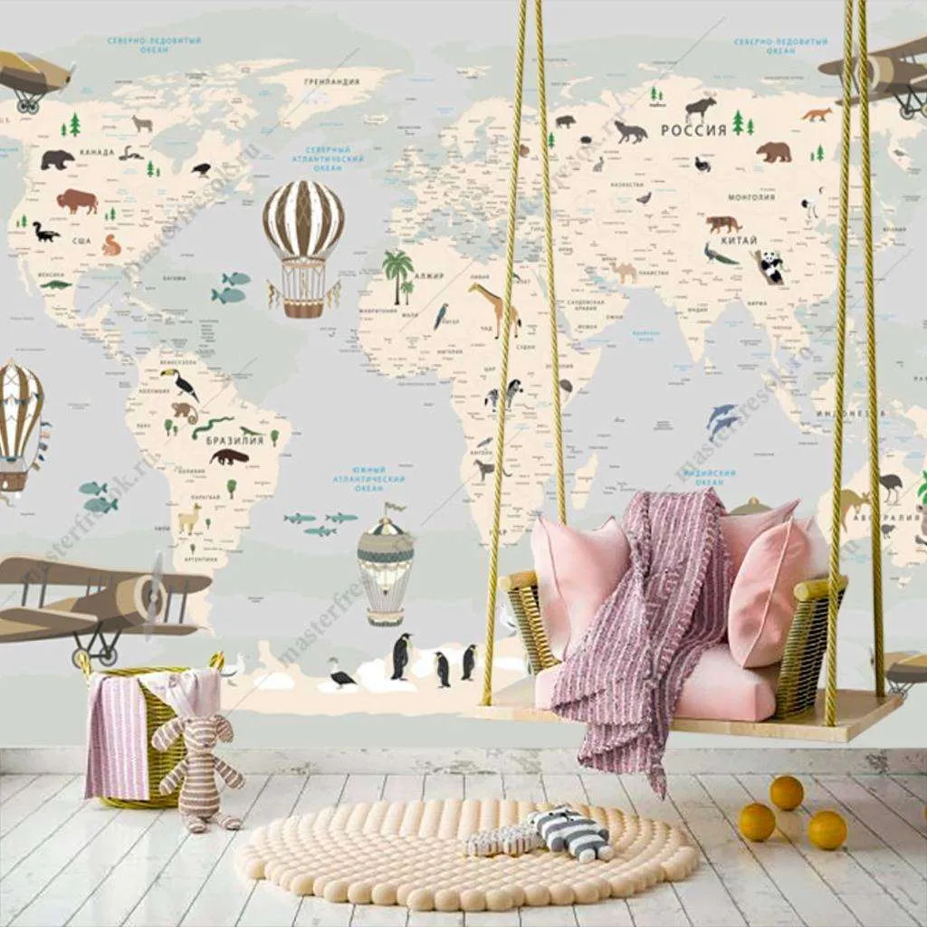 Фотообои Карта в детскую комнату  12-1003