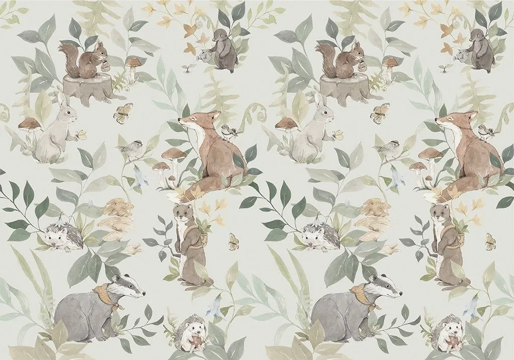 Фотообои в интерьере в детскую паттерн с животными    9-1874 фото
