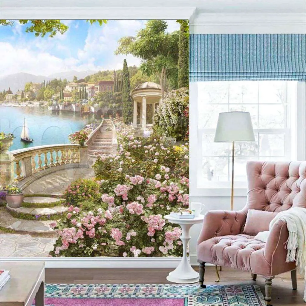 Фотообои в интерьере набережная старого города  7-325 фото