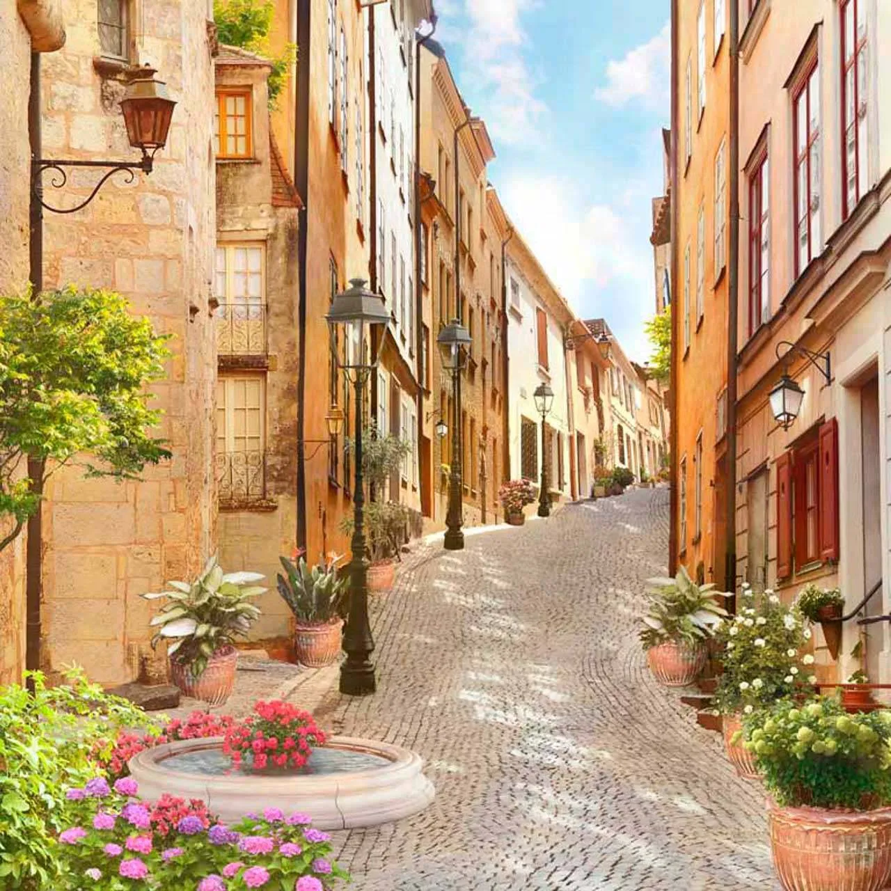 Фотообои в интерьере старинная итальянская улочка  11-083 фото