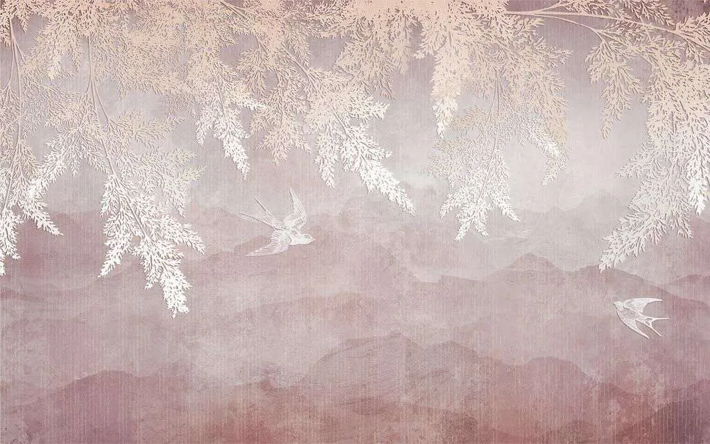 Фотообои в интерьере розовые холмы  14-581 фото