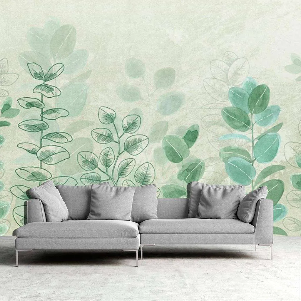 Фотообои в интерьере фон зеленый  15-466 фото