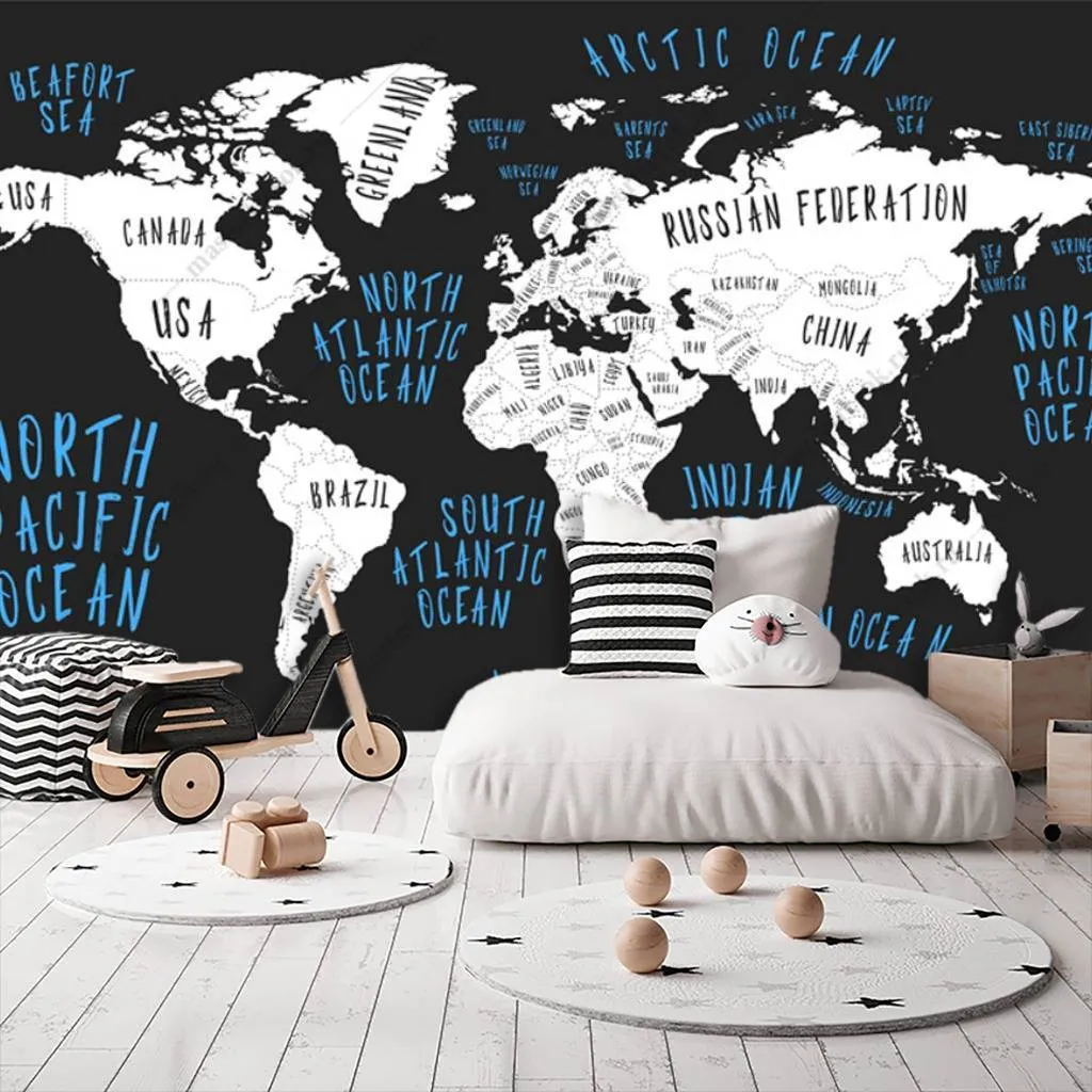 Фотообои Карта на черном фоне  12-1014