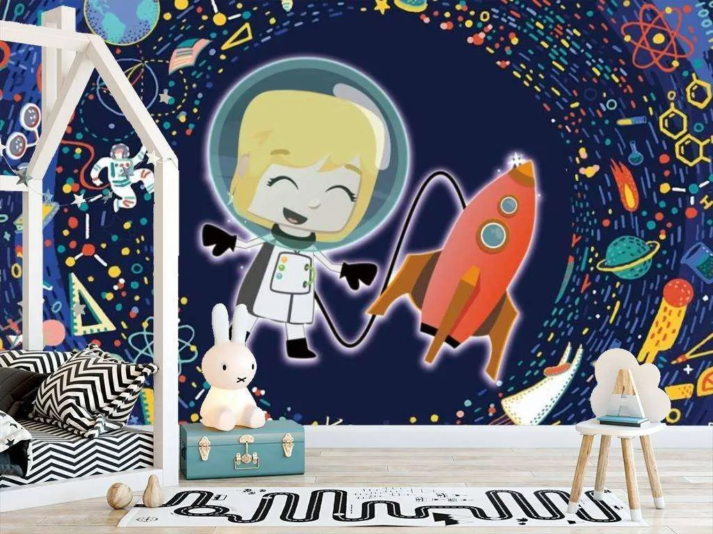 Фотообои в интерьере веселый космонавт  15-326 фото