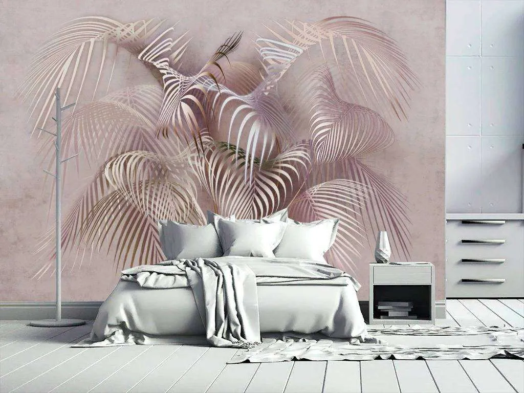 Фотообои в интерьере 3д папоротник  13-250 фото