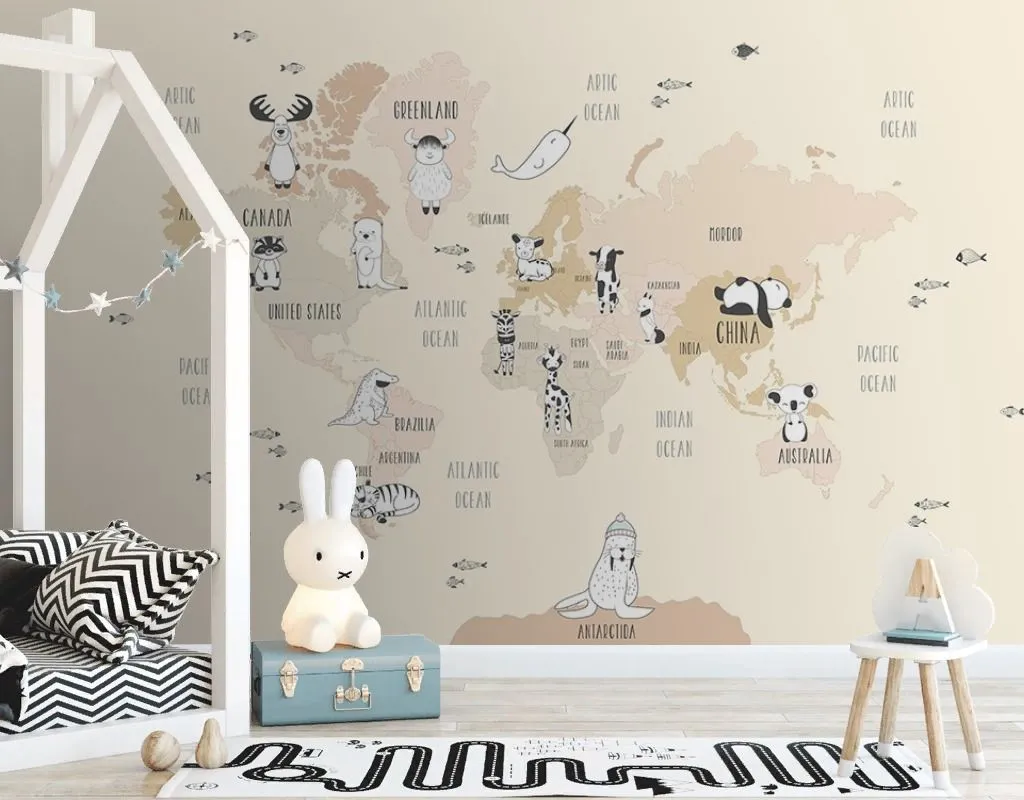 Фотообои в интерьере карта желтая  12-1662 фото