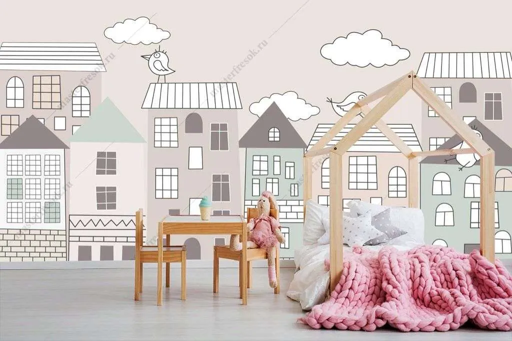 Фотообои в интерьере домики для детской  14-257 фото