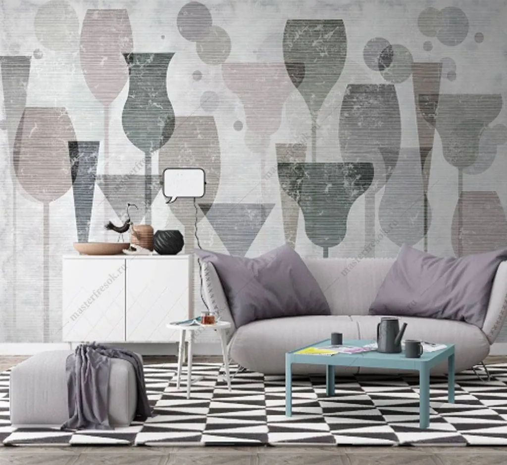 Фотообои в интерьере вино паттерн  15-858 фото