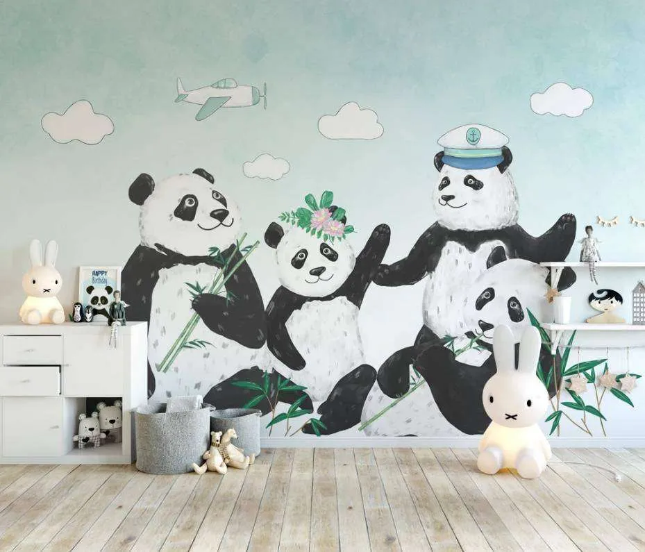 Фотообои Панды на лужайке  15-201