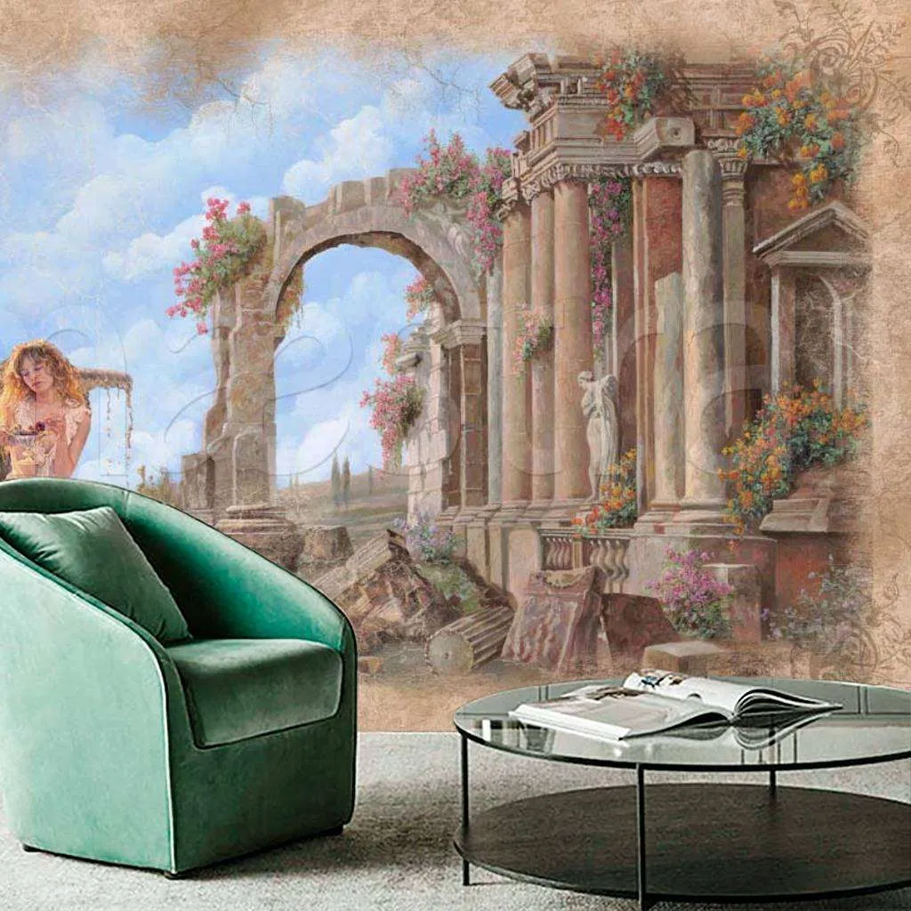 Фотообои Античные развалины и девушка  7-089