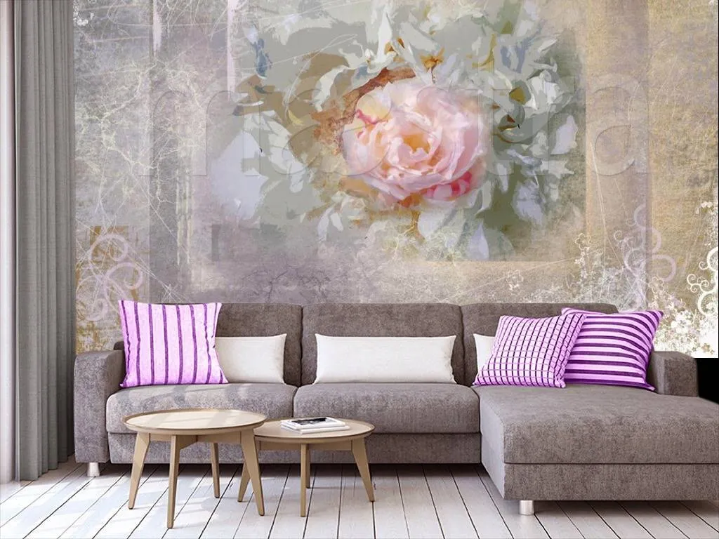 Фотообои Роза на сером фоне абстракция  2-114