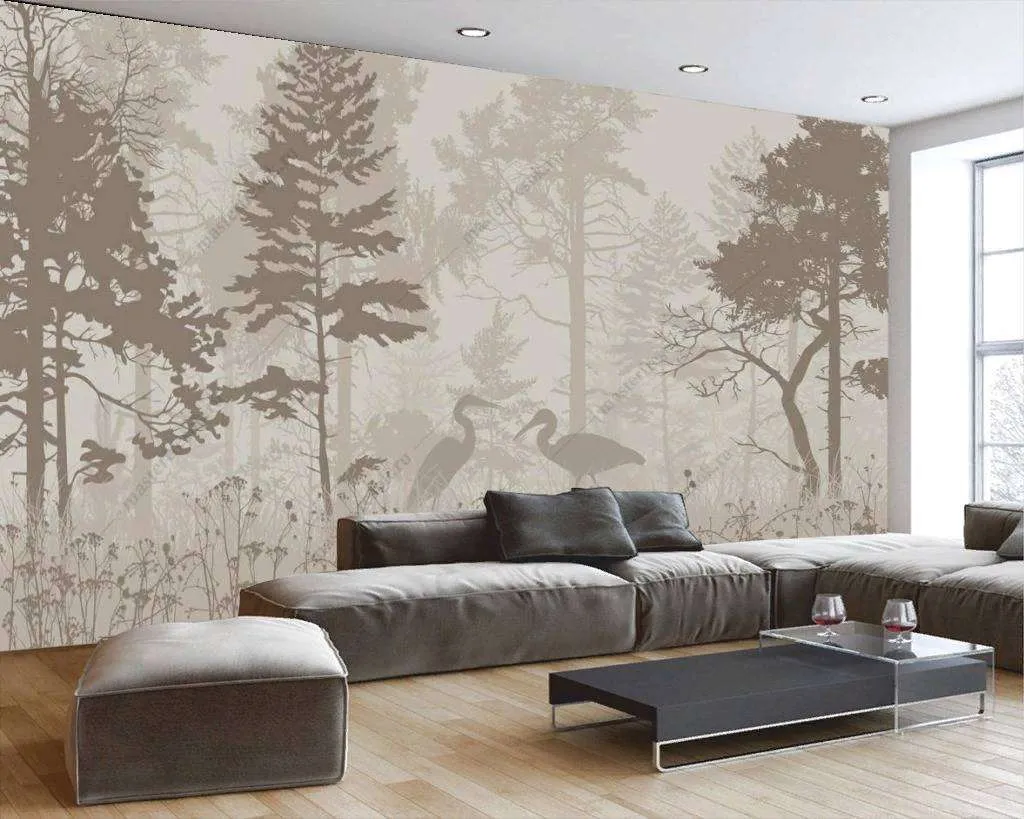 Фотообои в интерьере цапли в лесу  14-129 фото