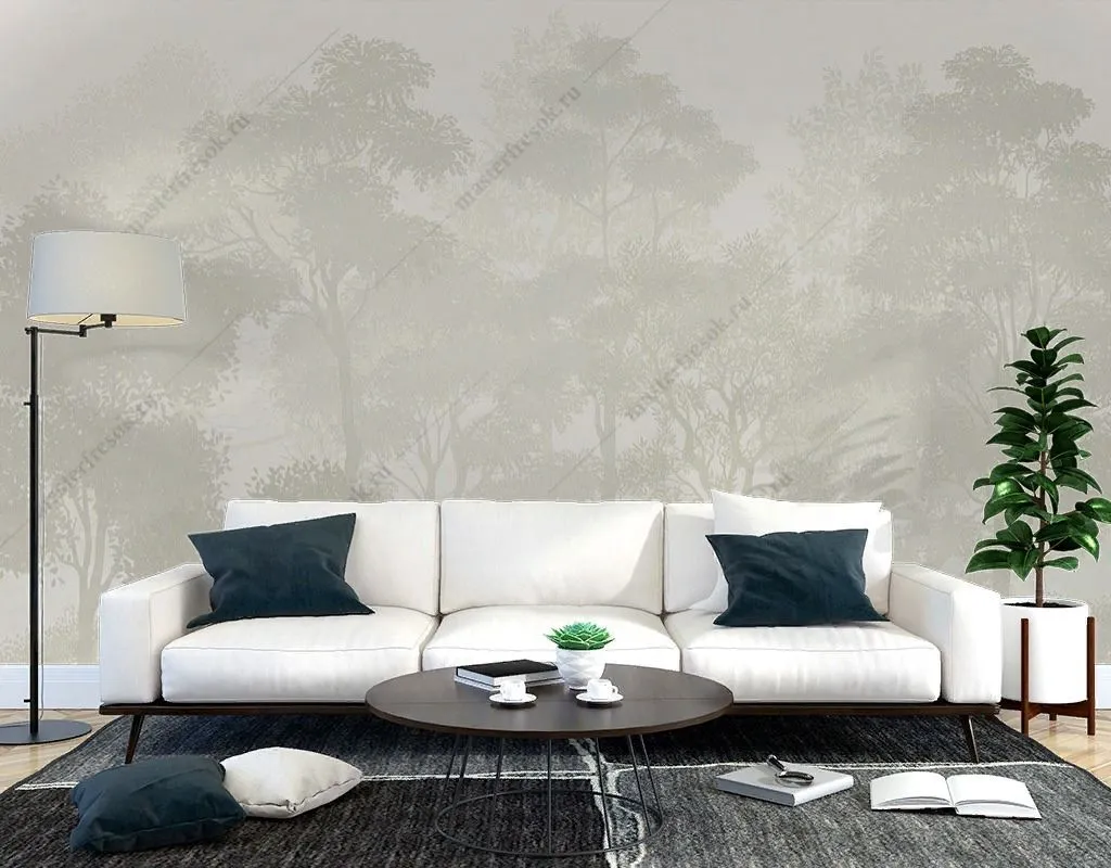 Фотообои Лиственный лес бежевый  9-1829