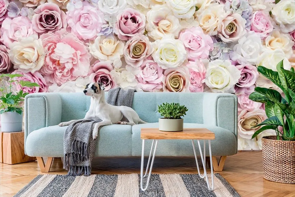 Фотообои в интерьере панно с розами  9-1764 фото