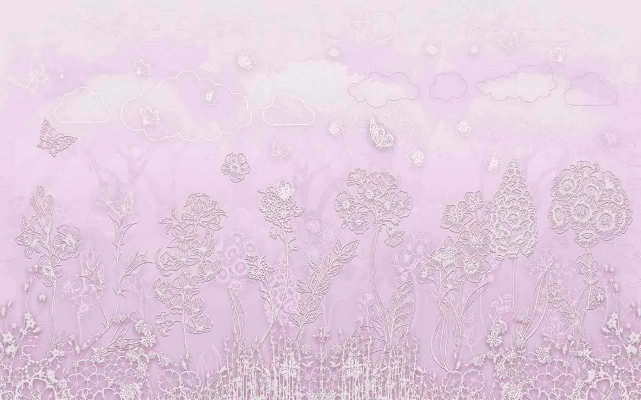 Фотообои в интерьере цветы на сиреневом фоне  13-121 фото