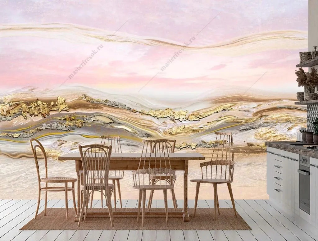 Фотообои в интерьере розовое золото  13-582 фото