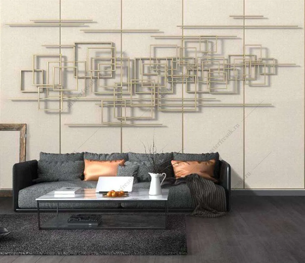 Фотообои в интерьере геометрическая картина  16-087 фото