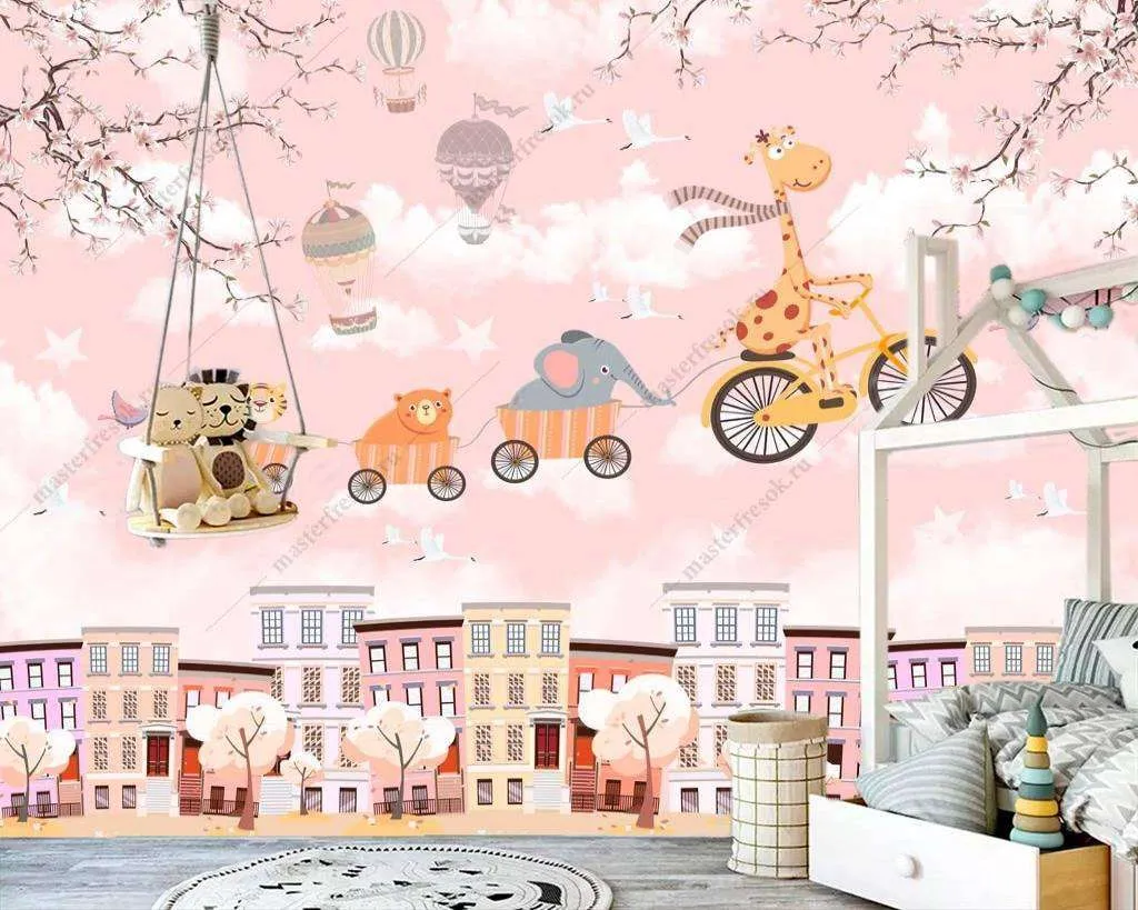 Фотообои в интерьере животные на велосипеде  12-1175 фото