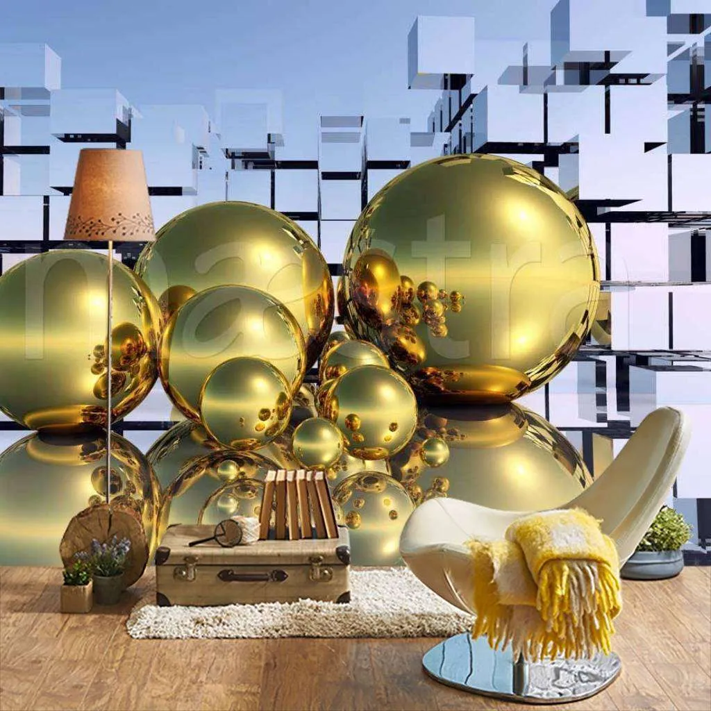 Фотообои Бесшовные обои на стену:  Золотые шары. Артикул: 9-196  