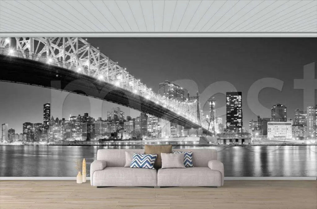 Фотообои Мост черно белый панорама  9-809