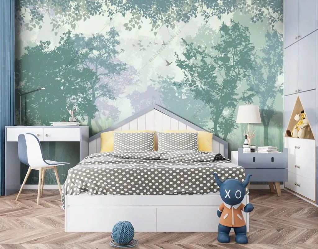 Фотообои Силуэты туманного леса  14-131