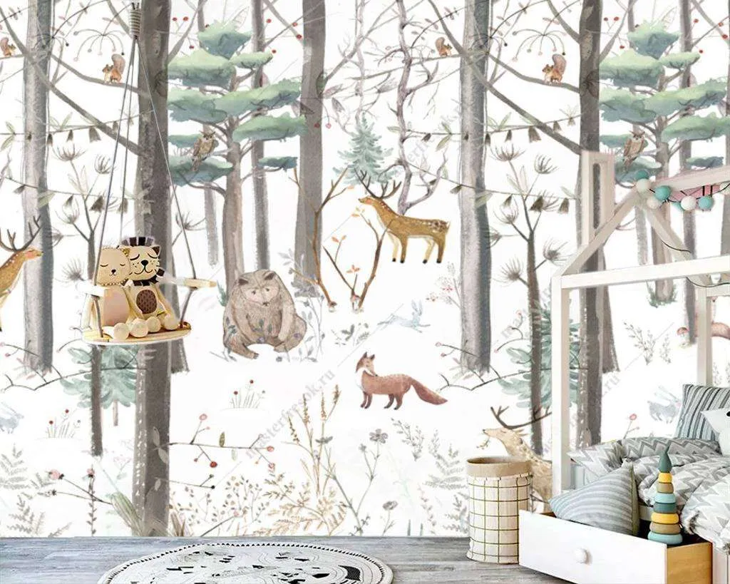 Фотообои в интерьере зимний лес  12-941 фото