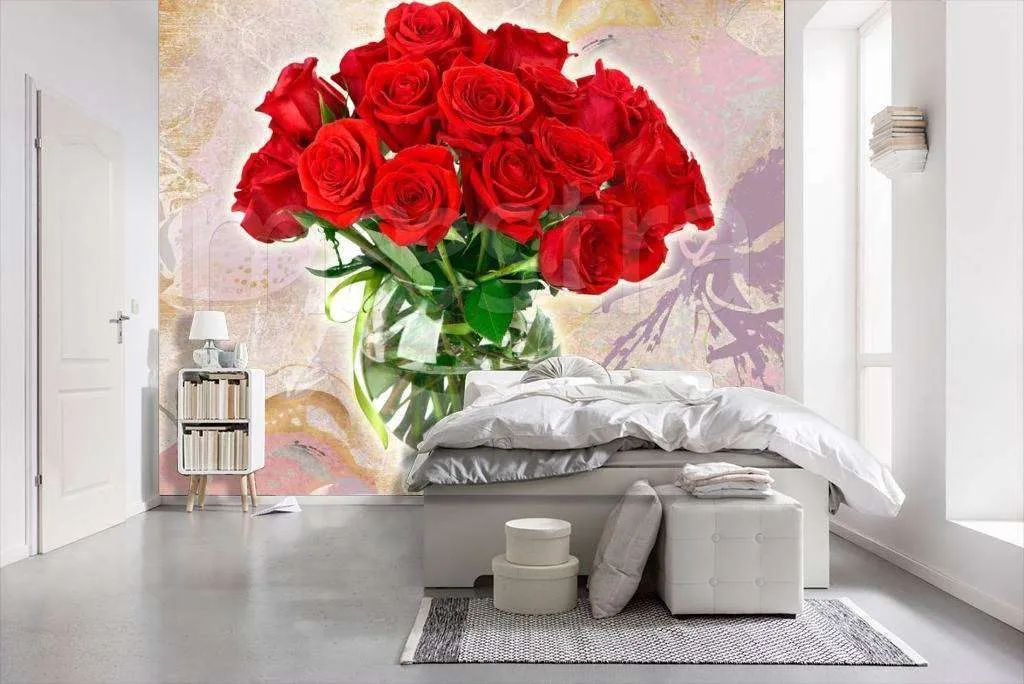 Фотообои Бесшовные обои на стену:  Букет красных роз. Артикул: 6-006  