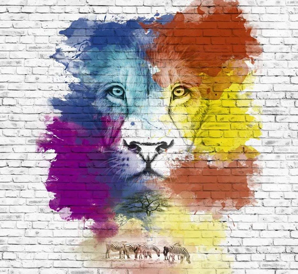 Фотообои в интерьере лев абстракция  12-905 фото