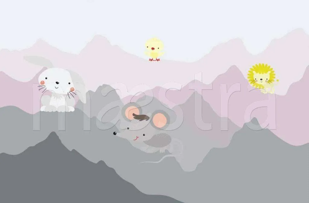 Фотообои в интерьере зверята в горах  15-193 фото