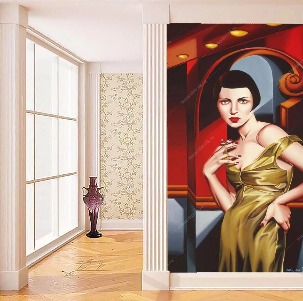 Фотообои Екатерина Абель - Оливковое атласное платье  8-281