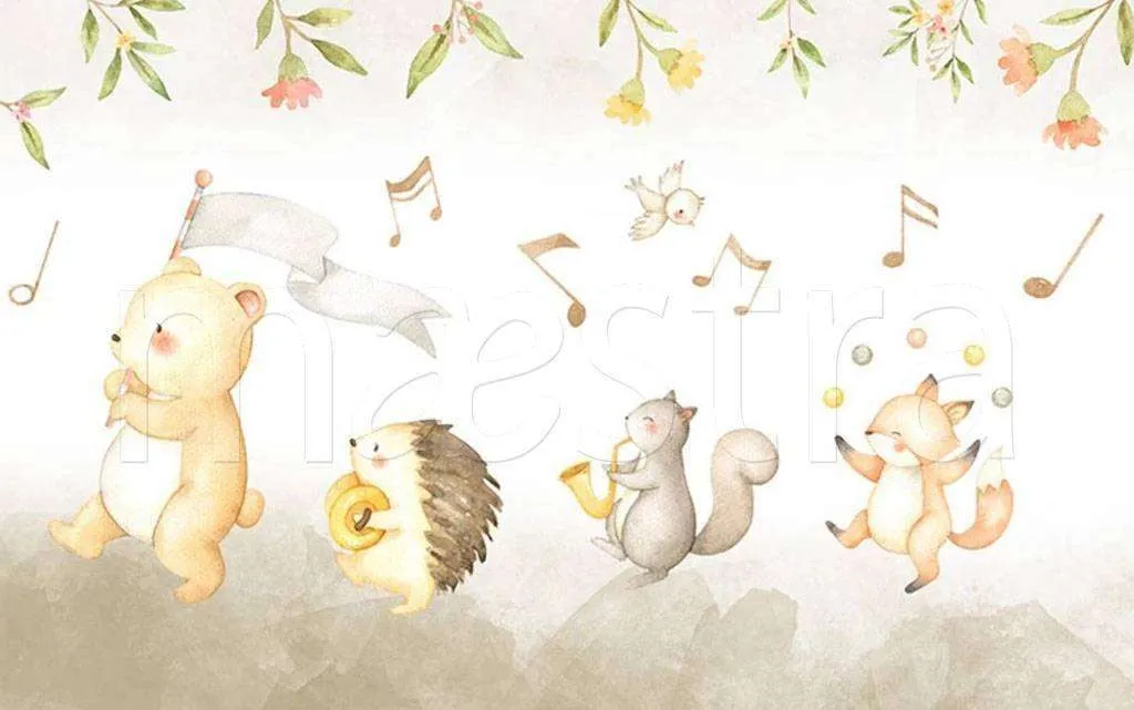 Фотообои в интерьере музыкальный хоровод  15-234 фото