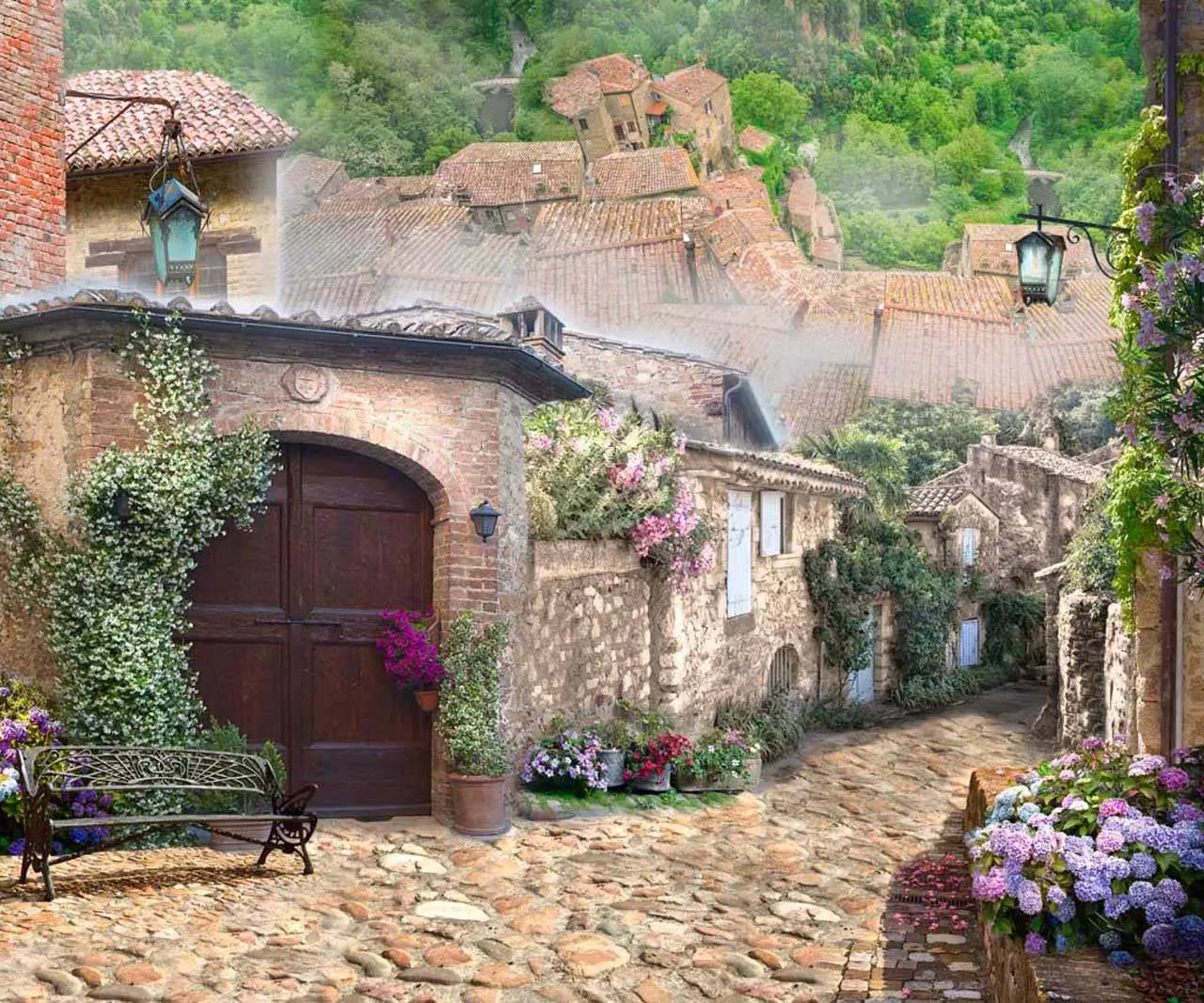 Фотообои в интерьере старинная улочка в пригороде рима  5-102 фото