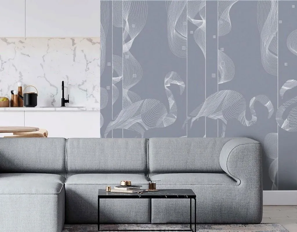 Фотообои в интерьере фламинго линии  14-792 фото