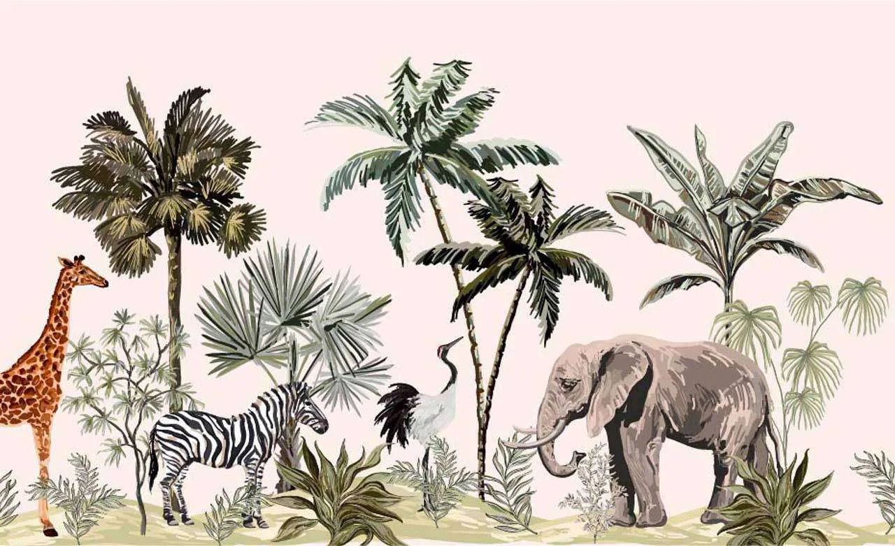 Фотообои в интерьере пальмы в джунглях  12-489 фото