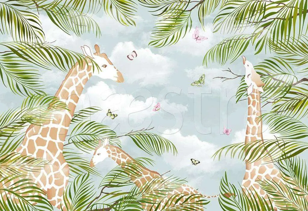 Фотообои в интерьере жирафы в африке  15-080 фото