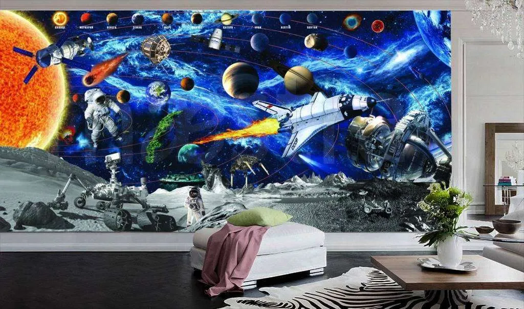 Фотообои Бесшовные обои на стену:  Планеты в космосе. Артикул: 7-570  