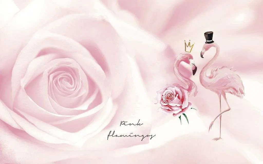 Фотообои в интерьере танцующие фламинго  14-390 фото